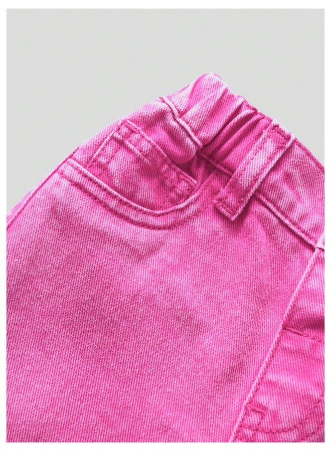 WDIRARA Toddler Girl's Cute Heart Pattern Baggy Jeans Wide Leg Denim Pants Pink 6Y - Image 5