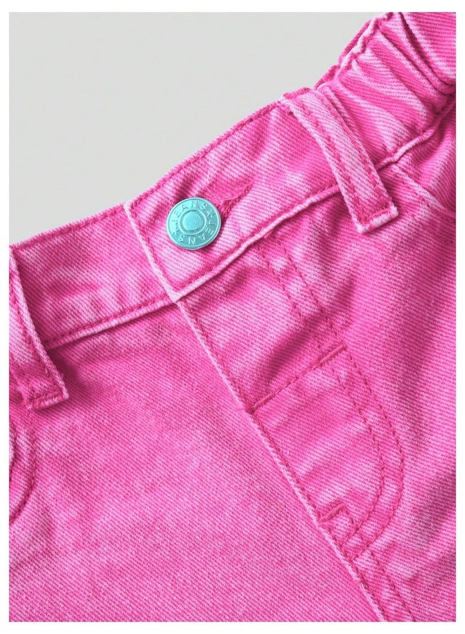 WDIRARA Toddler Girl's Cute Heart Pattern Baggy Jeans Wide Leg Denim Pants Pink 6Y - Image 4