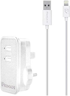 Reman Reman Dual Home Charger R-811 with Lightning to USB ChargeSync Cable 