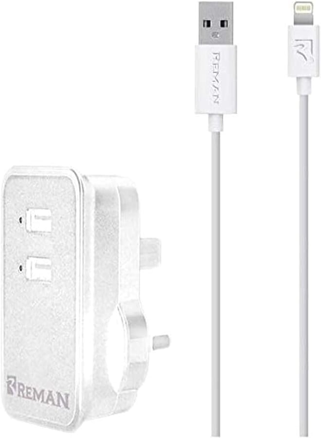 Reman Dual Home Charger R-811 with Lightning to USB ChargeSync Cable