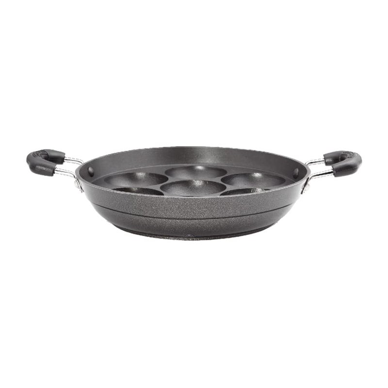 Premier Induction Base Non Stick Paniyaram Pan Black 7 Inches with Spatula and Scrubber Ergonomic Handle and Convenient Spatula and Scrubber Perfect for Healthy Cooking and Easy Cleaning - Image 4