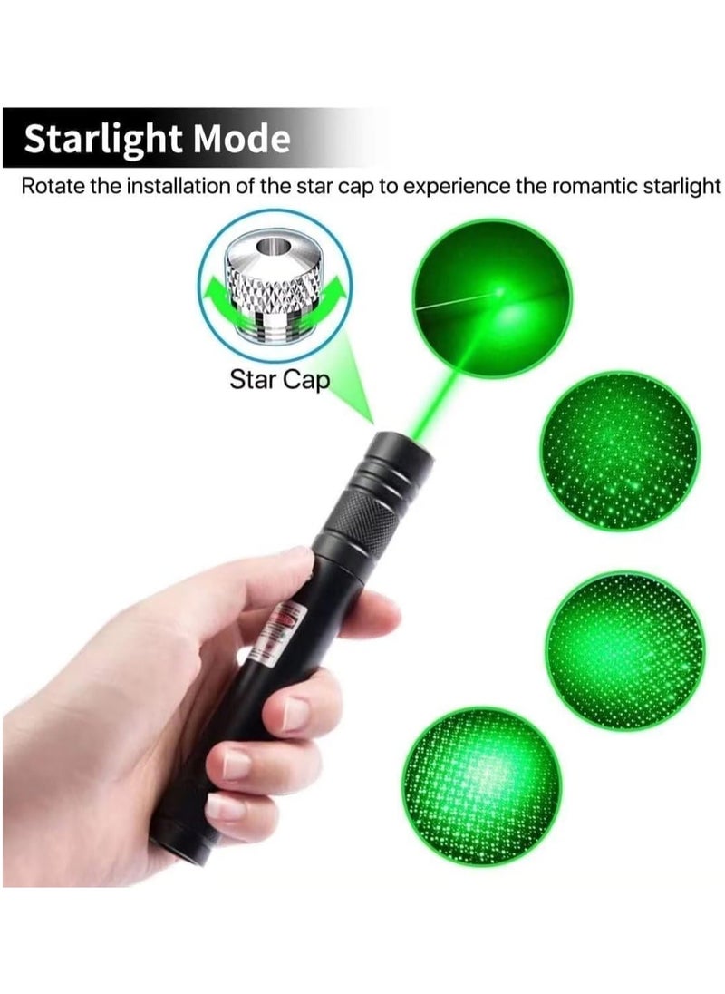 PESNCI - Laser Pointer, Tactical Flashlights 2000 Metres Green Long Range High Power Handheld Flashlight, Rechargeable Laser Pointer for USB, with Star Cap Adjustable Focus Suitable for Projecto - Image 1