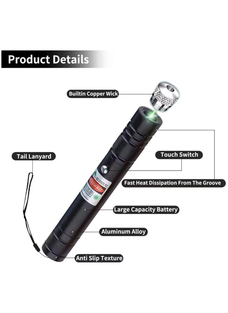 PESNCI - Laser Pointer, Tactical Flashlights 2000 Metres Green Long Range High Power Handheld Flashlight, Rechargeable Laser Pointer for USB, with Star Cap Adjustable Focus Suitable for Projecto - Image 1