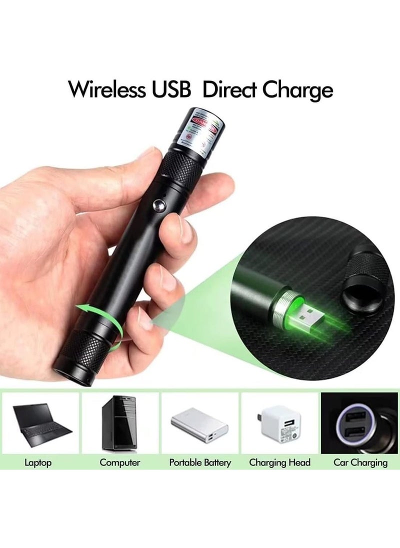 PESNCI - Laser Pointer, Tactical Flashlights 2000 Metres Green Long Range High Power Handheld Flashlight, Rechargeable Laser Pointer for USB, with Star Cap Adjustable Focus Suitable for Projecto - Image 1