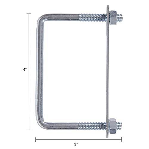 HARDWARE ESSENTIALS أساسيات الأجهزة 320898 قوس U مربع-3/8X3Lx4W، زنك - Image 2