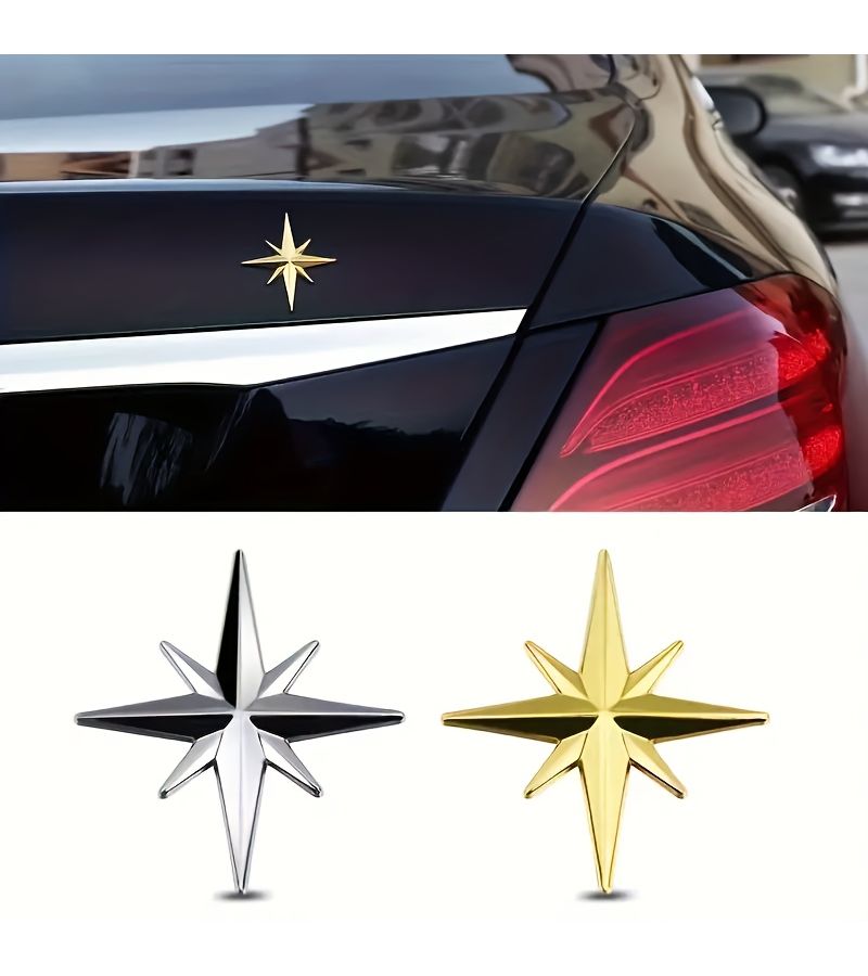 Silvery Decorative Metal Car Star Logo Side Wingboard Tail Guide Symbols - Image 4