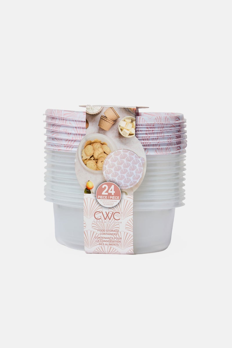 COOK WITH COLOR 24 Pieces Allover Pattern Food Storage Containers, Multicolor - Image 1