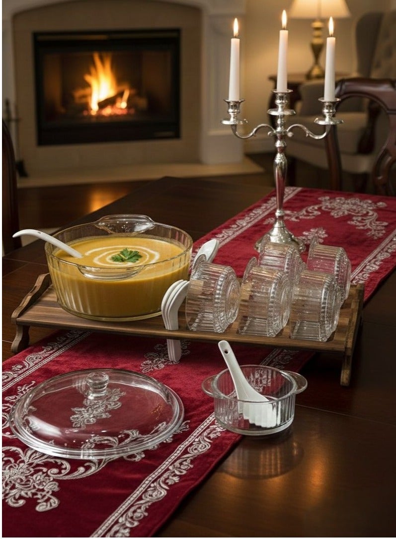Transparent striped soup set