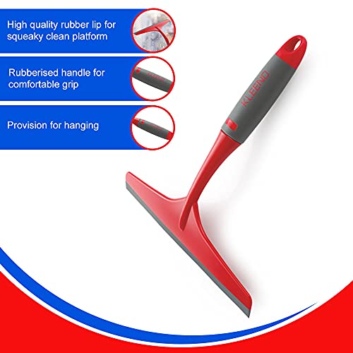 Kleeno Cello Kleeno Platfrom and Glass Plastic Wiper | Featuring Dual-Purpose Design, Rubberised Handle for Comfortable Grip, Hanging Provision | Ideal for Home, Kitchen & Office | Red and Grey - Image 4