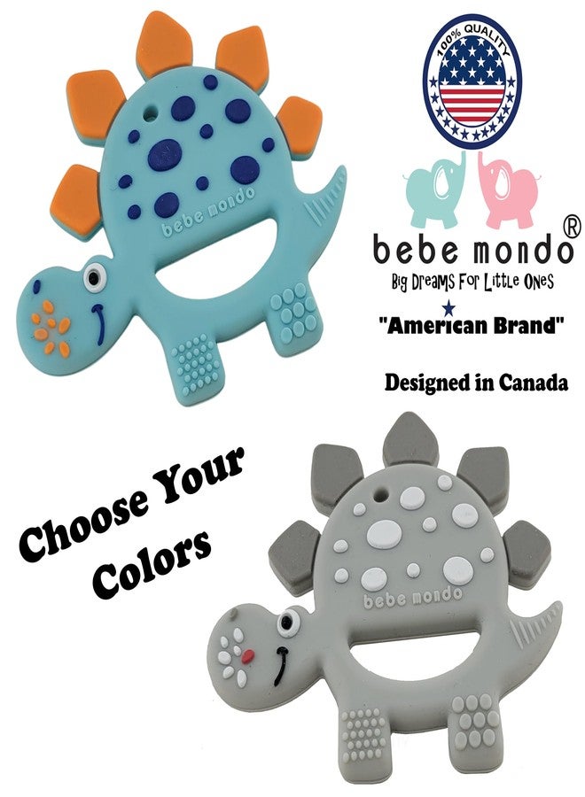 Bebe Mondo Dinosaur Teething Toys Baby Teether for Infant Baby Newborn 0-6 Months 6 to 12 18 Months and Up- Dino Teether Toy Freezer Safe & BPA Free, USA Patent Pending, 100% Food Grade Silicone-bebe mondo - Image 2