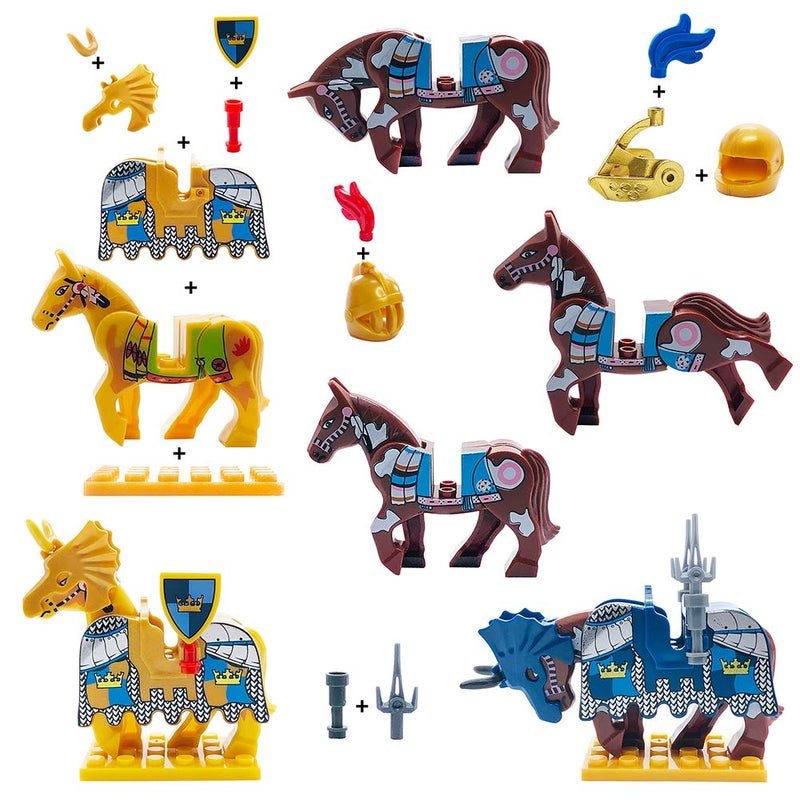 MIUTRUE Medieval Weapons Accessories Knights Block Toy with Figures (10 Sets Weapons & 4 Sets Horses & 10 Figures) - Image 4