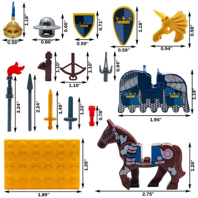 MIUTRUE Medieval Weapons Accessories Knights Block Toy with Figures (10 Sets Weapons & 4 Sets Horses & 10 Figures) - Image 5