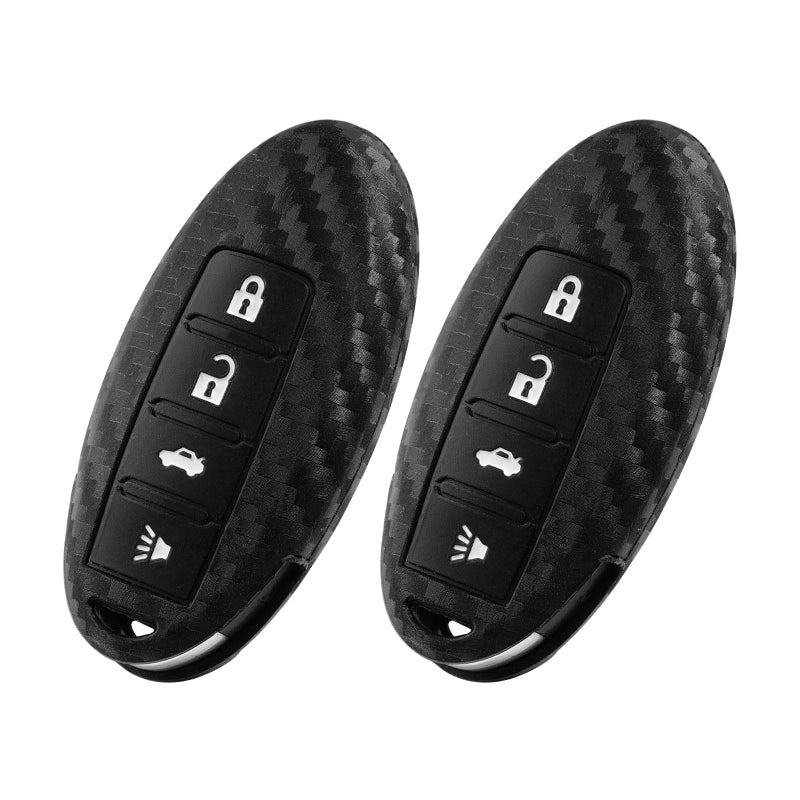 WORCAS 2 Pcs Key Fob Cover Case Compatible with Nissan Altima Armada Maxima Murano Pathfinder Rogue SENTRA Versa 5 Button Keyless Entry Remote B5 Carbon Fiber Black 2 Pcs