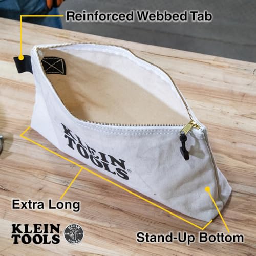 KLEIN TOOLS 62042 16Inch Zipper Bag Extra Long No 10 Canvas Heavy Duty Tool Bag 3Inch StandUp Bottom Multipurpose for Tools or Crafts - Image 3