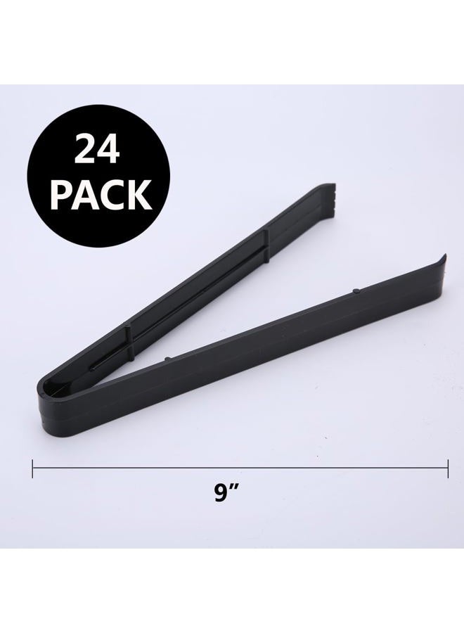 ICHROSAYA 24 Pieces Plastic Salad Tongs, Black Kitchen Serving Tongs, 9 Inch Disposable Utensils Set, Perfect for Buffets and BBQ, Food Safe Material (24, Black) - Image 2