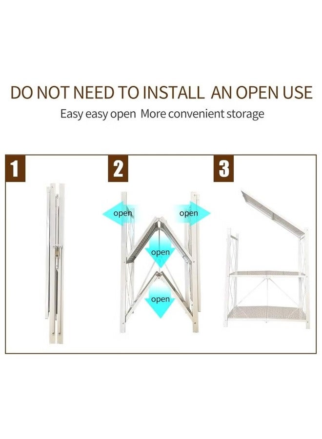 بلومنغ تايم رفوف قابلة للطي من 4 طبقات ، خالية من التثبيت ، تفتح بمجرد سحبها ، مع قدرة تحمل قوية - Image 2