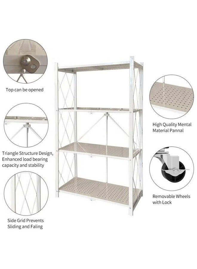 بلومنغ تايم رفوف قابلة للطي من 4 طبقات ، خالية من التثبيت ، تفتح بمجرد سحبها ، مع قدرة تحمل قوية - Image 3