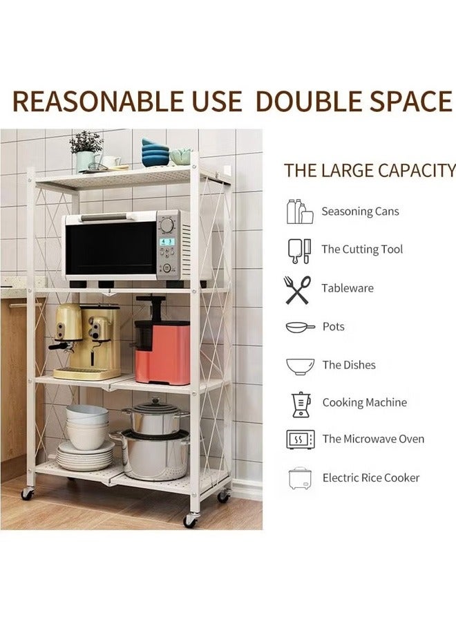 بلومنغ تايم رفوف قابلة للطي من 4 طبقات ، خالية من التثبيت ، تفتح بمجرد سحبها ، مع قدرة تحمل قوية - Image 4