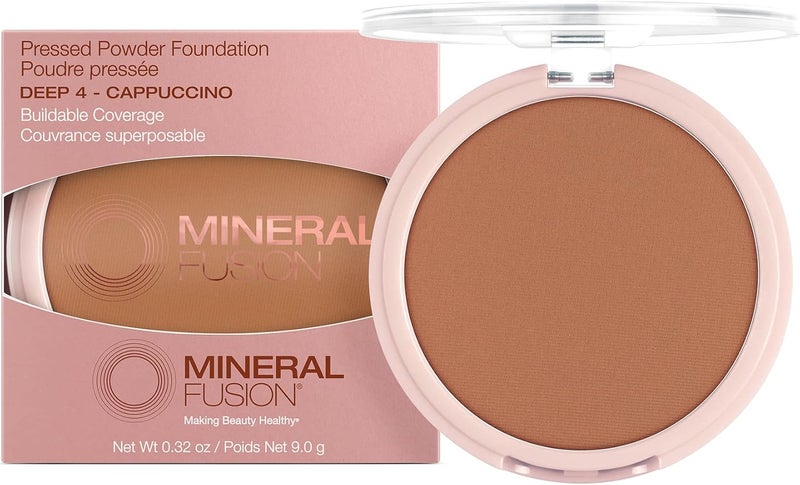 Mineral Fusion Pressed Powder Foundation in Deep 4 - 0.32 oz for Flawless Coverage - Image 1