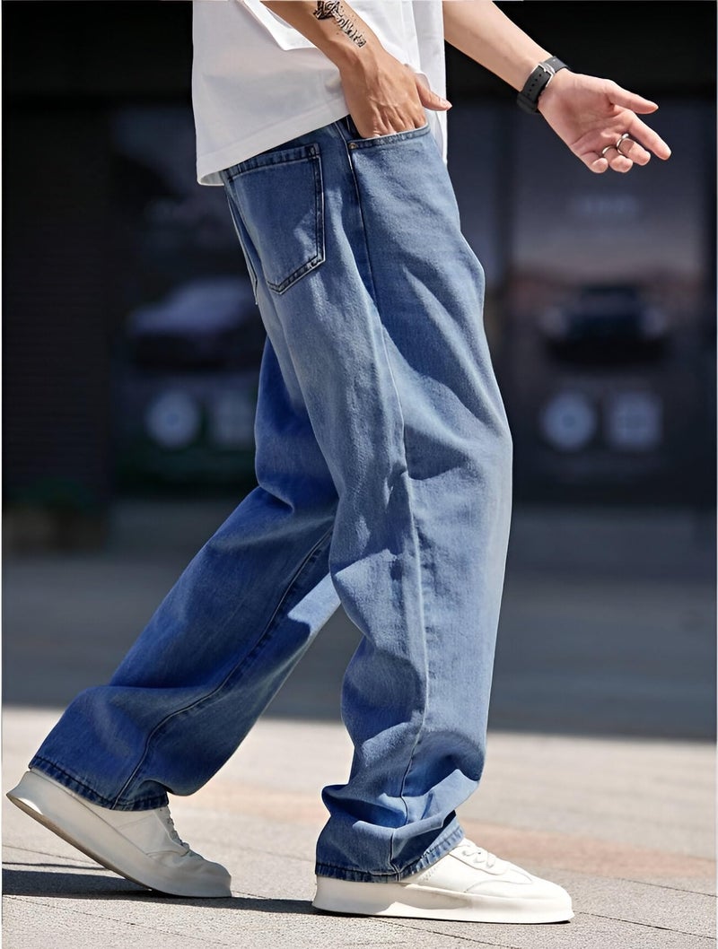 Ben Martin Light Blue Men Jeans || Baggy Fit Jean's for Man || Loose Fit High Rise Denim || Stretchable Casual Wear Jean,s || Dance Rap Rapping Style Pant for Men || Denim Cotton Jeans 30 (2) - Image 3