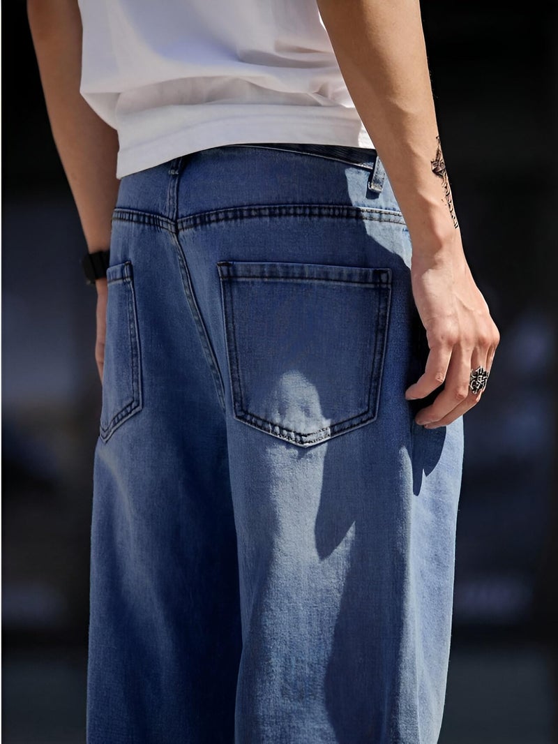 Ben Martin Light Blue Men Jeans || Baggy Fit Jean's for Man || Loose Fit High Rise Denim || Stretchable Casual Wear Jean,s || Dance Rap Rapping Style Pant for Men || Denim Cotton Jeans 30 (2) - Image 5