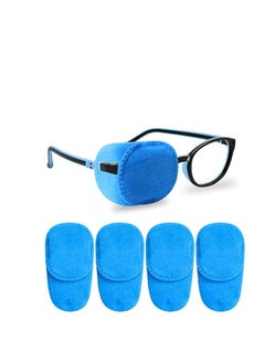 Excefore 4 Pack Eye Patches for Kids Girls Boys, Right & Left Eye Patch for Glasses, Lazy Eye Patch for Children Treating Lazy Eye Amblyopia Strabismus and After Surgery 10 x 5cm Full Coverage (Blue)  - Image 1