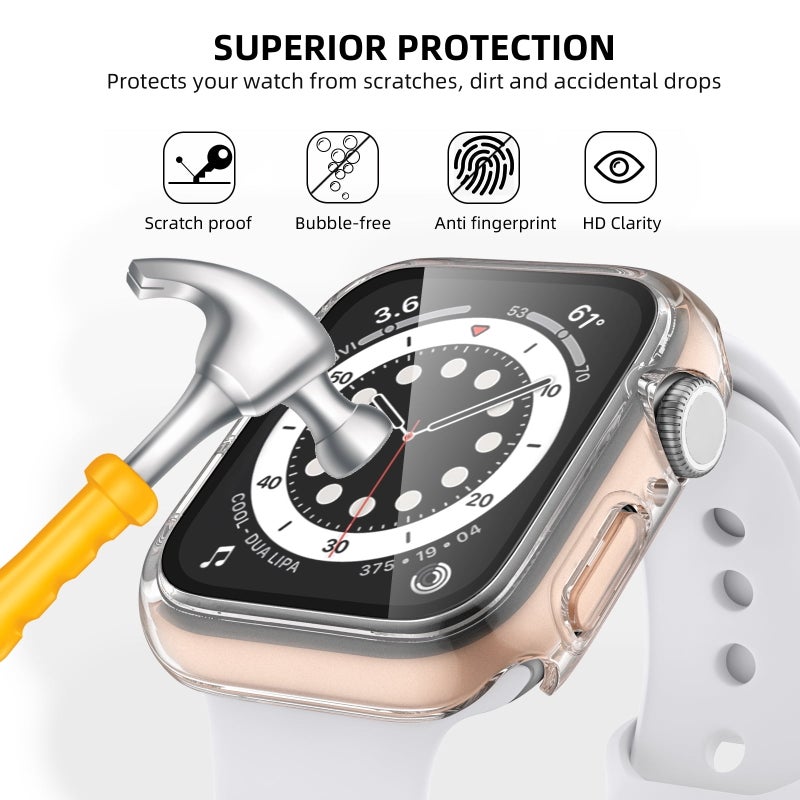 Waterproof Watch Case 41MM Pink - All-in-one Design PC Protective Case with 9H Tempered Glass Screen Protector for Daily Wear Apple Watch Users - Image 2