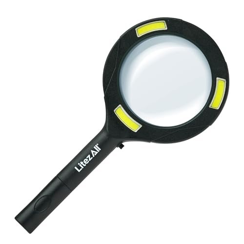 LitezAll Hand Magnifying Glass with Light - LED Illuminated Magnifying Glass for Reading and Hobby Use - Lighted Magnifying Glass for Enhanced Clarity and Precision - Ergonomic Design - Image 1