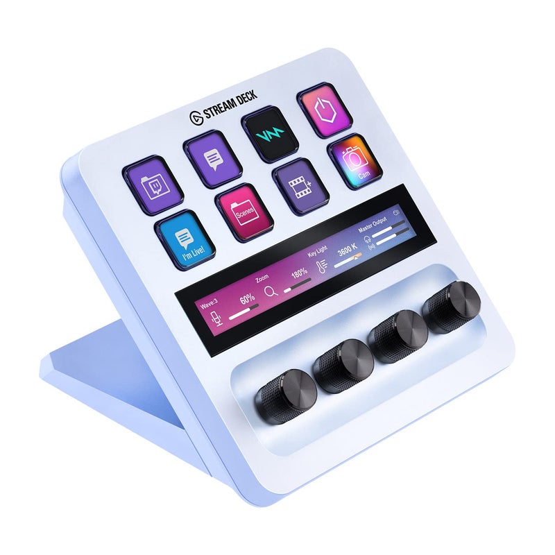 Elgato Stream Deck + White, Audio Mixer, Production Console and Studio Controller for Content Creators, Streaming, Gaming, with customizable touch strip dials and LCD keys, works with Mac and PC - Image 1