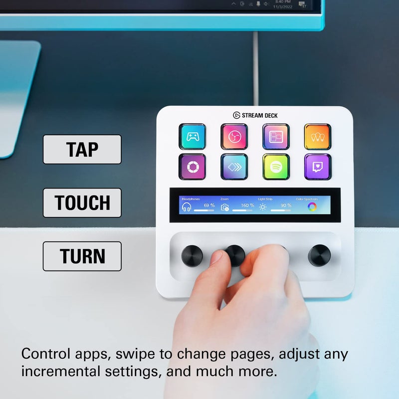 Elgato Stream Deck + White, Audio Mixer, Production Console and Studio Controller for Content Creators, Streaming, Gaming, with customizable touch strip dials and LCD keys, works with Mac and PC - Image 3