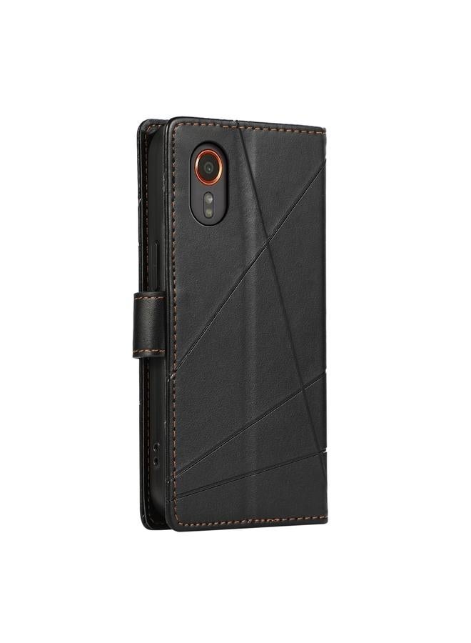 اس-توب جراب لهاتف Samsung Galaxy Xcover 7 مصنوع من جلد البولي يوريثان الأصلي ومزخرف بخطوط منقوش - Image 3