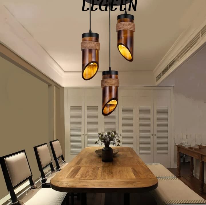 LEGEEN Round Cluster Ceiling Hanging Pendant Light Lamp for Living Room, Home Decoration Bulb Include-Bamboo,DC - Image 5