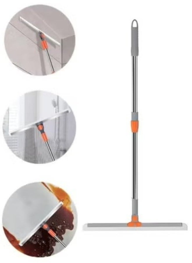 Generic Silicone Mop with Long Handle Retractable Stainless Steel, Suitable for Cleaning Water Stains, Hair, Dust Size 100*48cm 