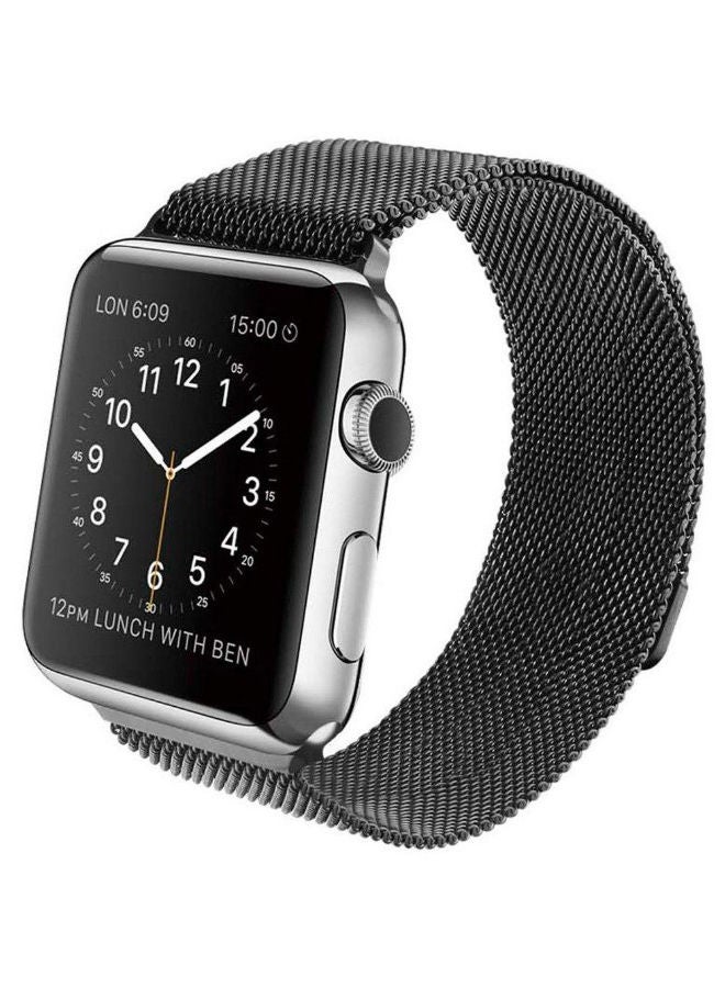 NIBEMINENT Smartwatch Band With Screen Protector For Apple Watch Series 3 42 mm Silver  - Image 3