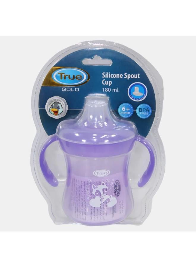 True Gold Training Cup with Silicone Spout & Lid – 180ml Purple (6+ months) - Image 1