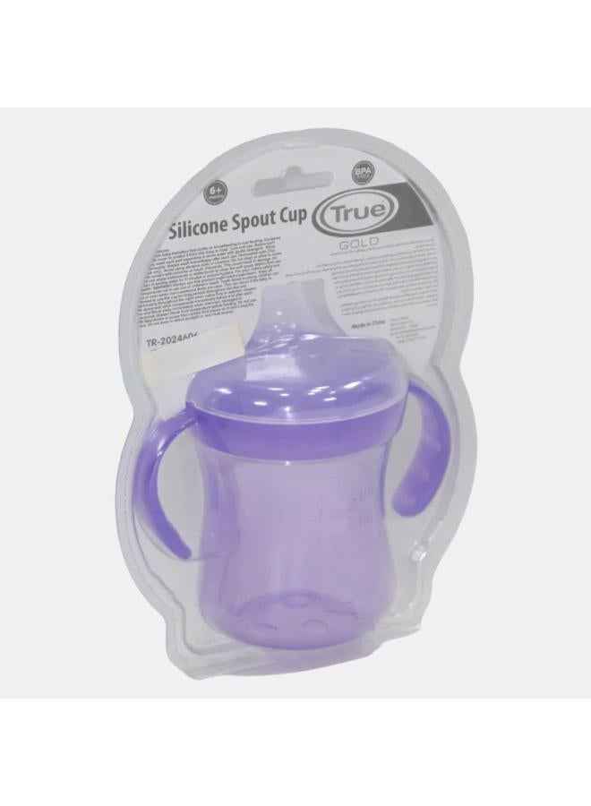 True Gold Training Cup with Silicone Spout & Lid – 180ml Purple (6+ months) - Image 2