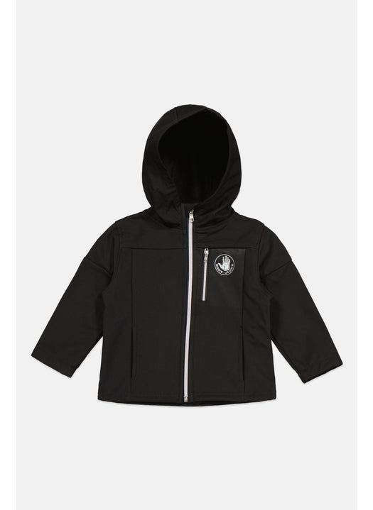 Toddlers Boy Long Sleeve Hoodie, Black