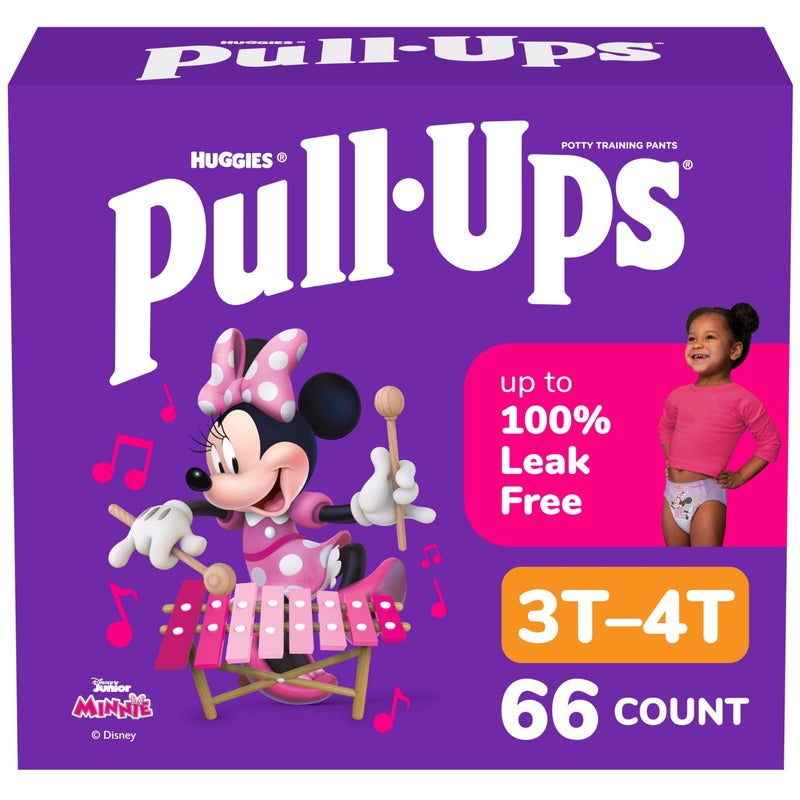 Pull-Ups Girls' Potty Training Pants, Size 3T-4T Training Underwear (32-40 lbs), 66 Count - Image 1