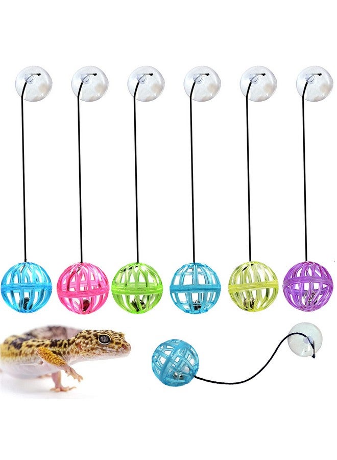 Together-life 6 Pack Bearded Dragon Toy Bell Balls, Reptile Lizard Toy Ball with Suction Cup and Rope for Bearded Dragon, Lizard, Gecko, Small Pet Animals - Image 1
