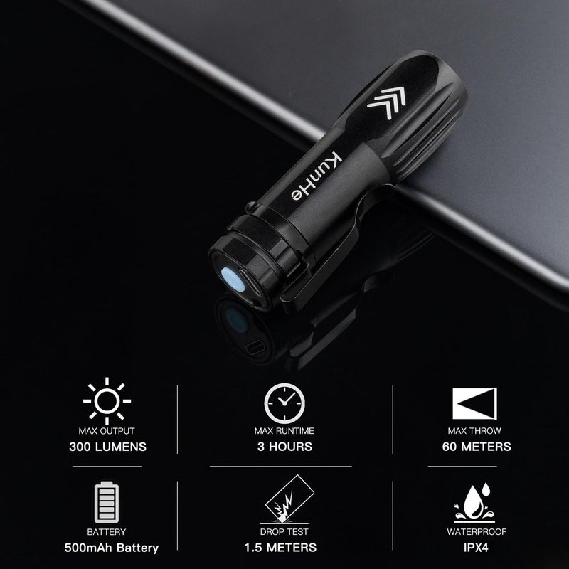 كونهي كونه 5 عبوات مصباح يدوي مصغر قابل لإعادة الشحن بالجملة USB-C صغير عالي اللومن مصباح يدوي محمول قابل للتثبيت للاستخدام اليومي والمنزلي والطوارئ - Image 3