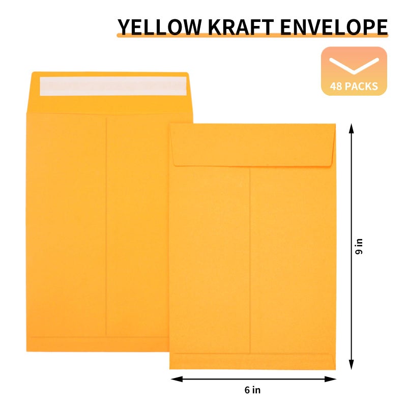 Joyberg 6x9 Envelopes Self Seal, Yellow Envelopes 6x9 Printable, Catalog Mailing Envelopes 6 x 9 Tear Resistant, Kraft Envelope for Mailing Letters, Documents, Photos, Invitation Cards - Image 2