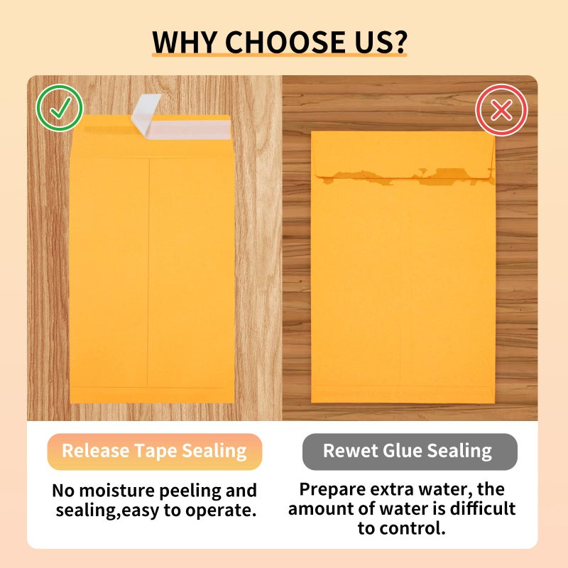 Joyberg 6x9 Envelopes Self Seal, Yellow Envelopes 6x9 Printable, Catalog Mailing Envelopes 6 x 9 Tear Resistant, Kraft Envelope for Mailing Letters, Documents, Photos, Invitation Cards - Image 3