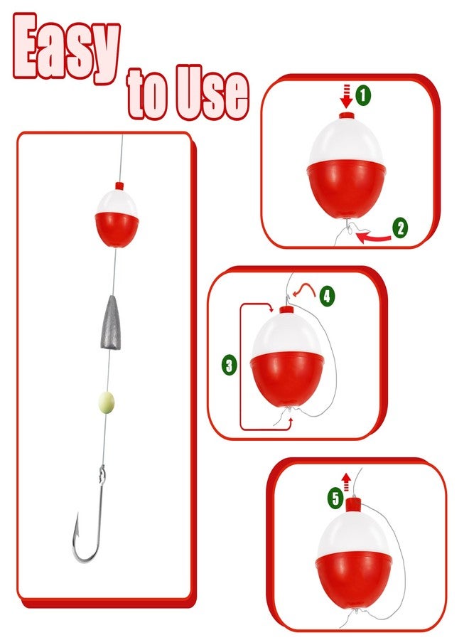 Ysanciuu 100 Pcs Fishing Float,Hard ABS Fishing Bobber,Red and White Bobbers,Push Button Round Buoy Floats for Tackle Accessories(Size: 0.75/1/1.5 Inch) - Image 4