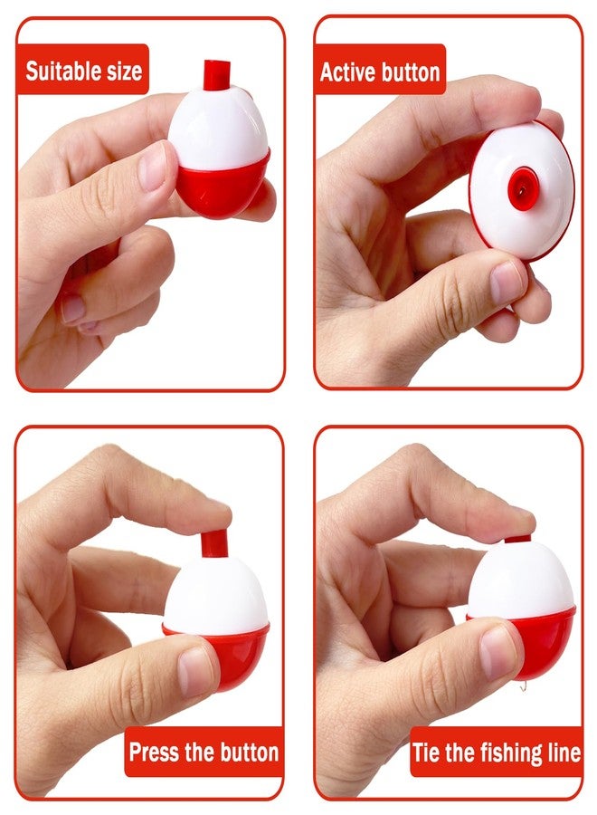 Ysanciuu 100 Pcs Fishing Float,Hard ABS Fishing Bobber,Red and White Bobbers,Push Button Round Buoy Floats for Tackle Accessories(Size: 0.75/1/1.5 Inch) - Image 3