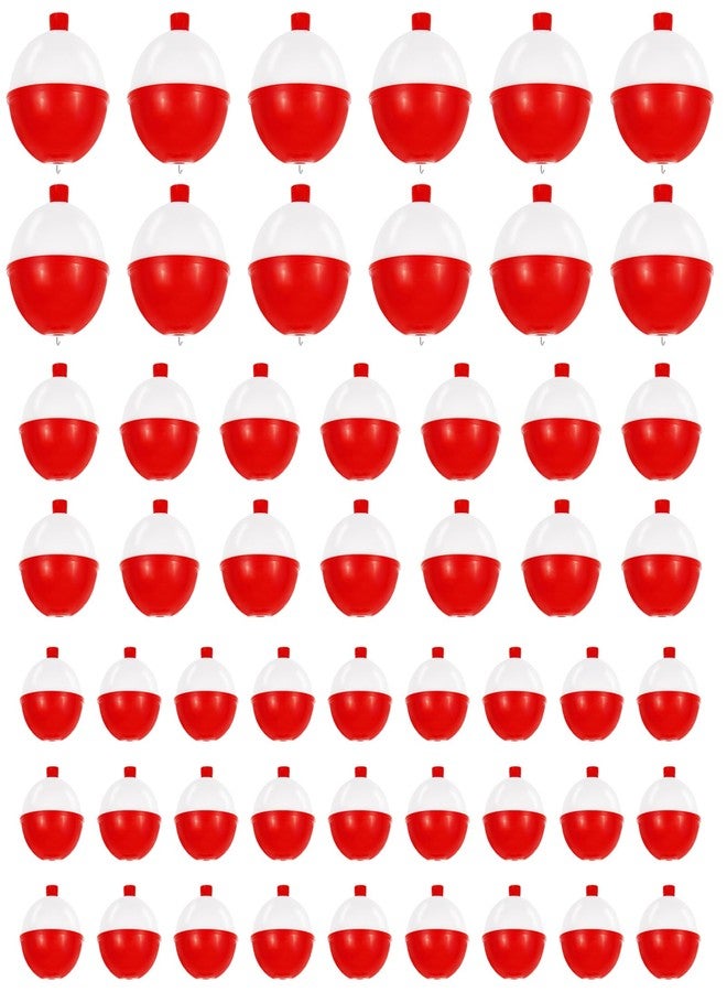 Ysanciuu 100 Pcs Fishing Float,Hard ABS Fishing Bobber,Red and White Bobbers,Push Button Round Buoy Floats for Tackle Accessories(Size: 0.75/1/1.5 Inch) - Image 1