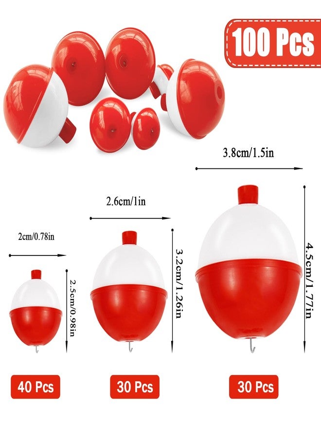 Ysanciuu 100 Pcs Fishing Float,Hard ABS Fishing Bobber,Red and White Bobbers,Push Button Round Buoy Floats for Tackle Accessories(Size: 0.75/1/1.5 Inch) - Image 2