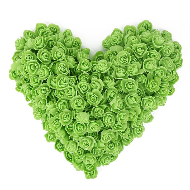 INSUNSIX 500pcs Artificial Rose Flower Heads Green Mini Foam Rose Bulk Fake Flower for DIY Crafts Wedding Bouquets Baby Shower Centerpieces Floral Arrangements Tables Home DecorationsFruit Green
