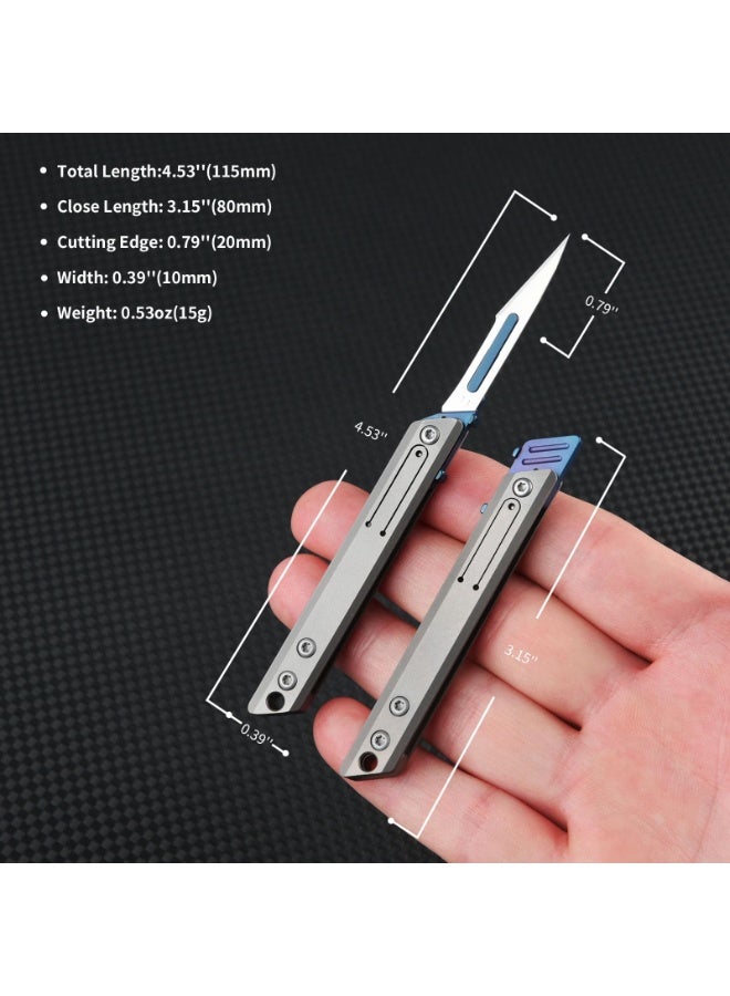 SYOSI Folding Scalpel Knife with 10 11 Carbon Steel Blades, Titanium Pocket Utility Cutter - Image 4