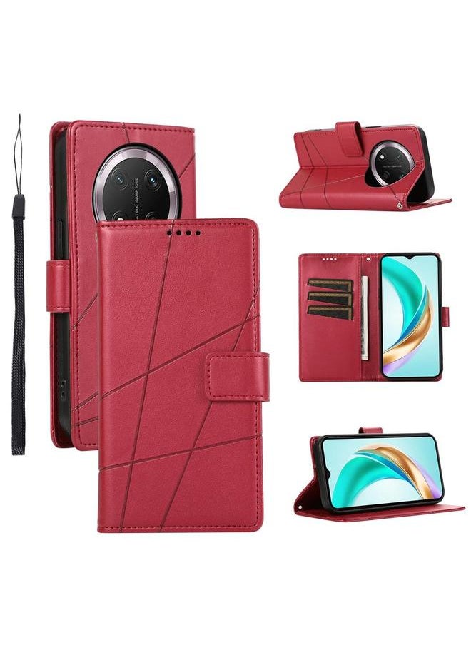 Zaboon Case For Honor X9c Global / Magic7 Lite PU Genuine Leather Texture Embossed Line Phone Case  - Image 1