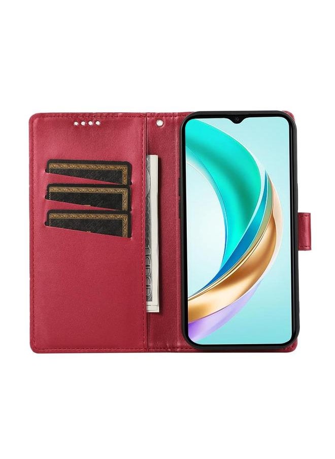Zaboon Case For Honor X9c Global / Magic7 Lite PU Genuine Leather Texture Embossed Line Phone Case  - Image 4